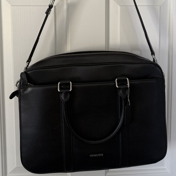 Gorgeous Clean COACH F71681 BLACK Crossgrain LEATHER Slim...